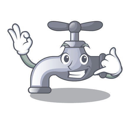 Call me water tap in shape wooden cartoon vector illustrationのイラスト素材
