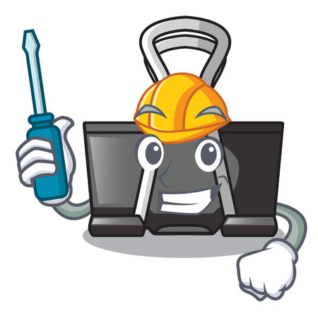 Automotive binder clip for charcter on documents vector illustrationのイラスト素材