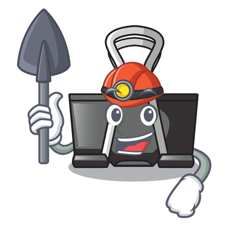 Miner cartoon binder clip above wooden table vector illustrationのイラスト素材