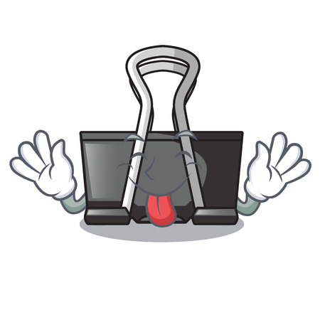 Tongue out binder clip for charcter on documents vector illustrationのイラスト素材