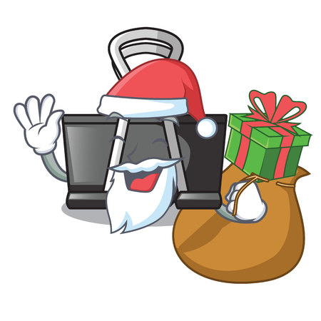 Santa with gift binder clip for charcter on documents vector illustrationのイラスト素材