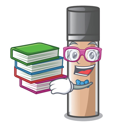 Student with book faundation makeup in a cartoon bottleのイラスト素材