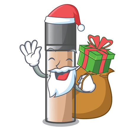 Santa with gift faundation makeup in a cartoon bottle vector illustrationのイラスト素材