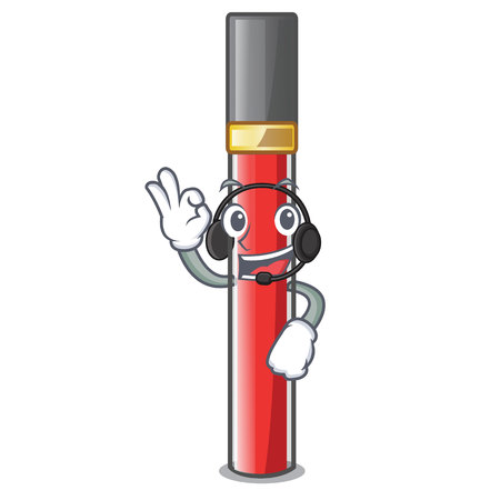 With headphone lip gloss above cartoon makeup table vector illustrationのイラスト素材
