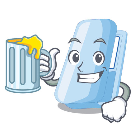 With juice cartoon staplers on above wooden tables vector illustrationのイラスト素材