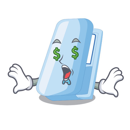 Money eye stapler in a the cartoon wallet vector illustrationのイラスト素材