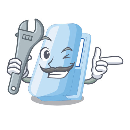 Mechanic stapler in a the cartoon wallet vector illustrationのイラスト素材