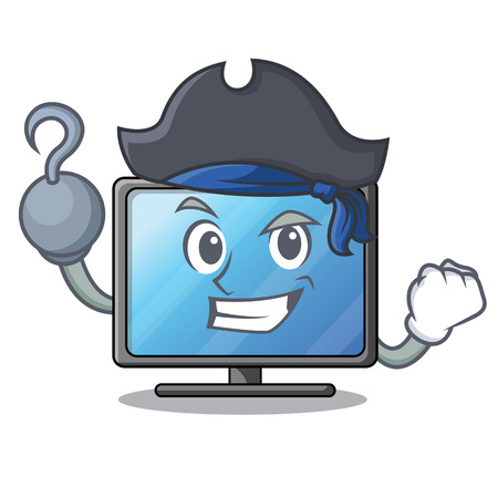 Pirate lcd tv cartoon in living room vector illustrationのイラスト素材