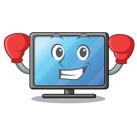 Boxing lcd tv cartoon in living room vector illustrationのイラスト素材