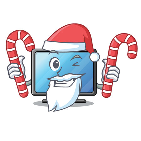 Santa with candy lcd tv isolated with the character vector illustrationのイラスト素材
