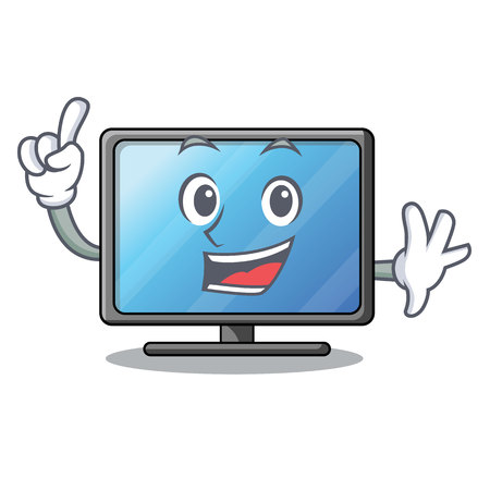 Finger lcd tv isolated with the character vector illustrationのイラスト素材