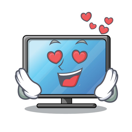 In love lcd tv in shape of mascot vector illustrationのイラスト素材
