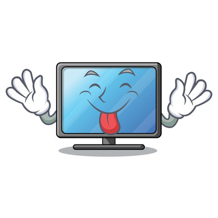 Tongue out lcd tv isolated with the character vector illustrationのイラスト素材