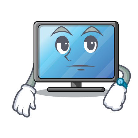 Waiting lcd tv isolated with the character vector illustrationのイラスト素材