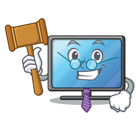 Judge lcd tv isolated with the character vector illustrationのイラスト素材