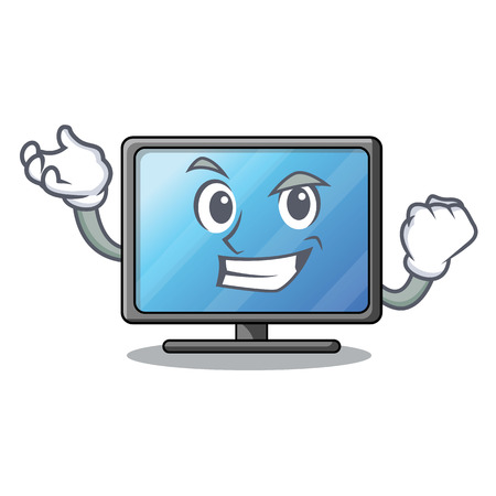 Successful lcd tv above wooden cartoon table vector illustrationのイラスト素材
