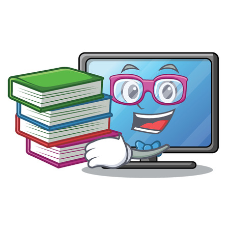 Student with book lcd tv isolated with the character vector illustrationのイラスト素材