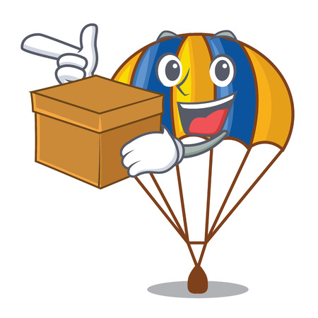 With box parachute isolated with in the cartoons vector illustrationのイラスト素材