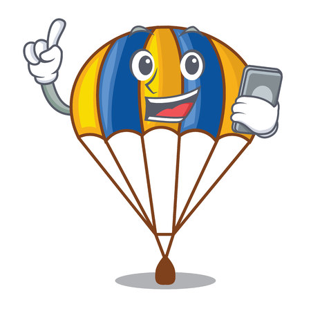 With phone parachute in the shpe of charcter vector illustrationのイラスト素材