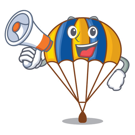 With megaphone parachute in the shpe of charcter vector illustrationのイラスト素材