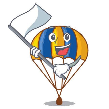 With flag parachute in shape of acartoon fuuny vector illustrationのイラスト素材