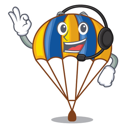 With headphone parachute in shape of acartoon fuuny vector illustrationのイラスト素材