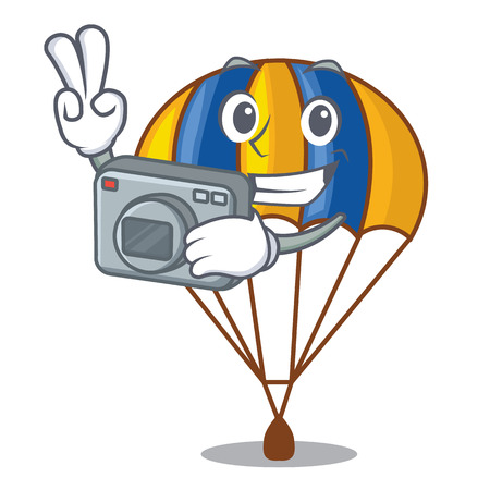 Photographer flying parachute in the mascot sky vector illustrationのイラスト素材