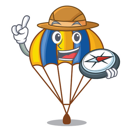 Explorer flying parachute in the mascot sky vector illustrationのイラスト素材