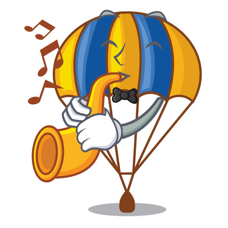 With trumpet flying parachute in the mascot sky vector illustrationのイラスト素材
