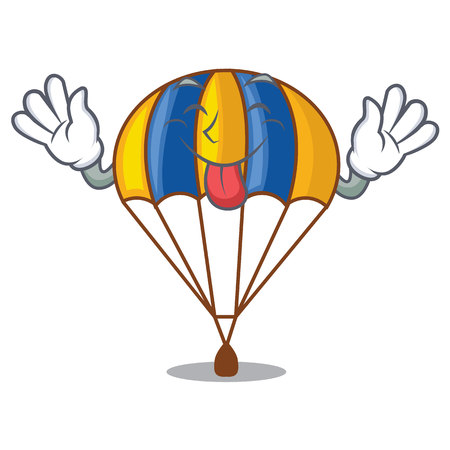 Tongue out parachute in shape of acartoon fuuny vector illustrationのイラスト素材