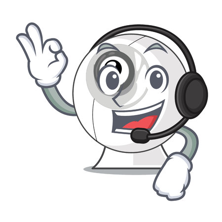 With headphone cartoon webcam in funny that shape vector illustrationのイラスト素材