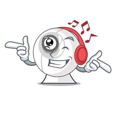 Listening music webcam is isolated with the cartoons vector illustrationのイラスト素材