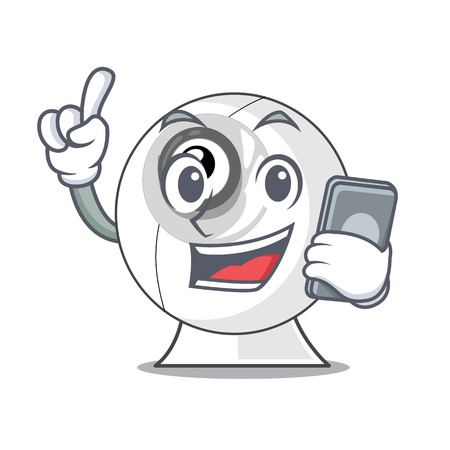 With phone webcam in the shape of mascot vector illustrationのイラスト素材