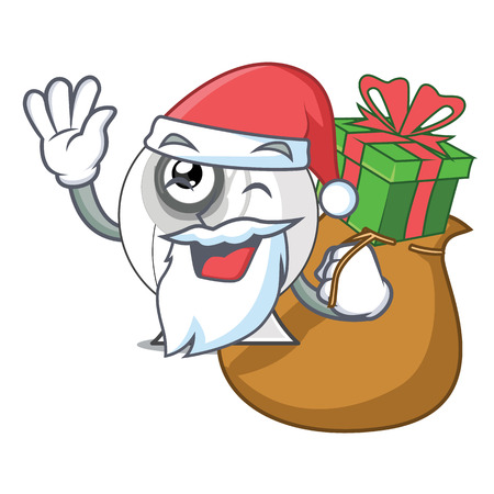 Santa with gift cartoon webcam in funny that shape vector illustrationのイラスト素材