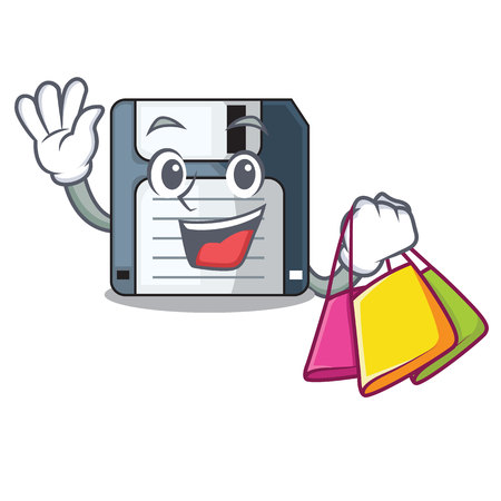 Shopping floppy disk isolated with a mascot vector illustrationのイラスト素材