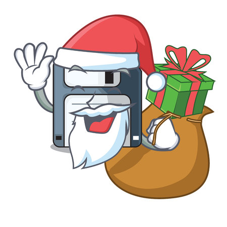 Santa with gift floppy disk in the writing wallet vector illustrationのイラスト素材