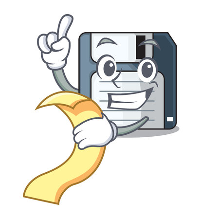 With menu floppy disk in the character funny vector illustrationのイラスト素材