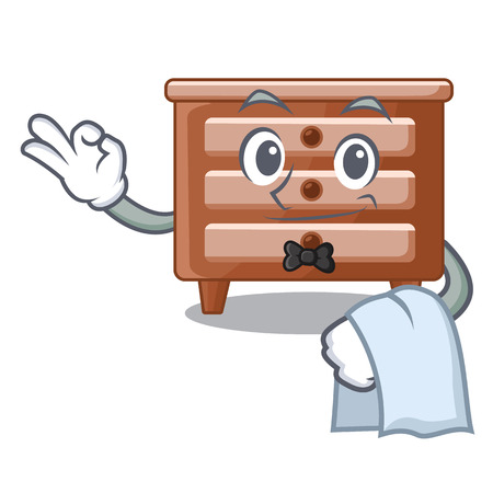 Waiter character bedside table in the room vector illustrationのイラスト素材