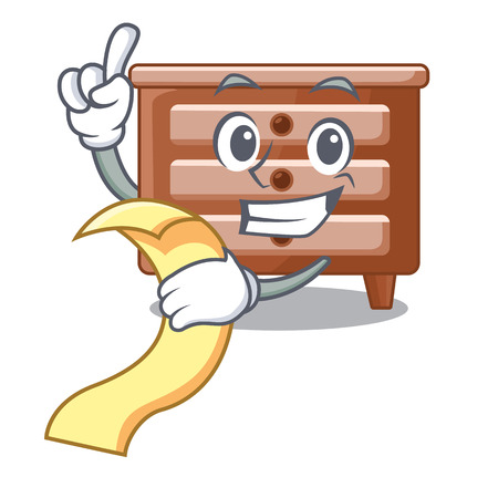 With menu character bedside table in the room vector illustrationのイラスト素材