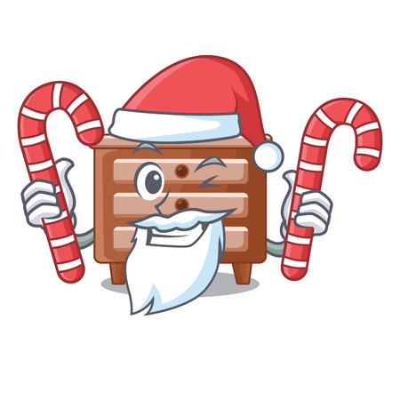 Santa with candy shape of bedside table shape funny vector illustrationのイラスト素材