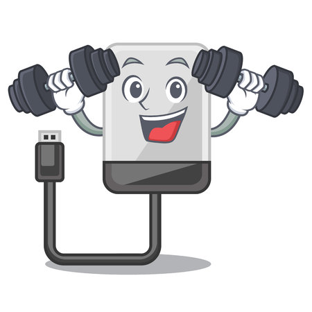 Fitness hard drive in shape of mascot vector illustrationのイラスト素材