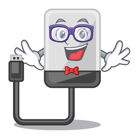 Geek hasrd cartoon drive on wooden table vector illustrationのイラスト素材