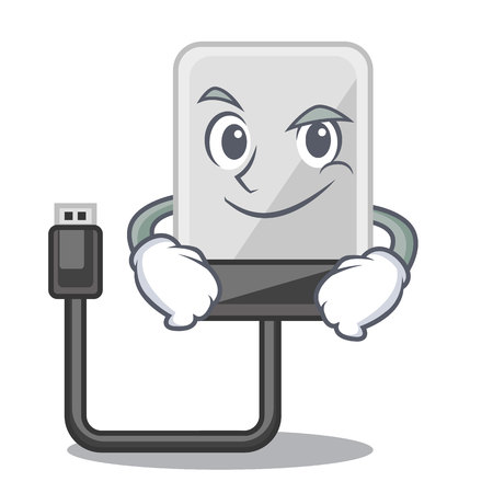 Smirking hasrd cartoon drive on wooden table vector illustrationのイラスト素材