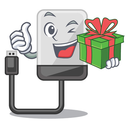 With gift hard drive isolated on the characters vector illustrationのイラスト素材
