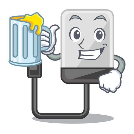 With juice hard drive isolated on the characters vector illustrationのイラスト素材