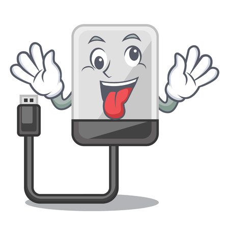 Crazy cartoon hard drive in the bag vector illustrationのイラスト素材