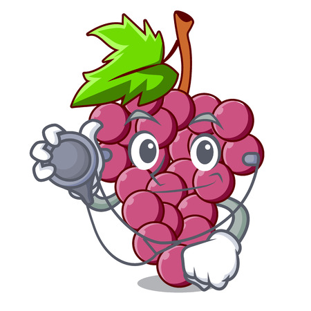 Doctor red grapes fruit in cartoon shape vector illustrartionのイラスト素材