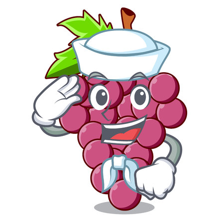 Sailor red grapes fruit in cartoon shape vector illustrartionのイラスト素材