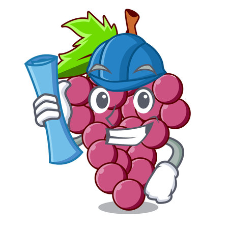 Architect red grapes fruit isolated in character vector illustrationのイラスト素材