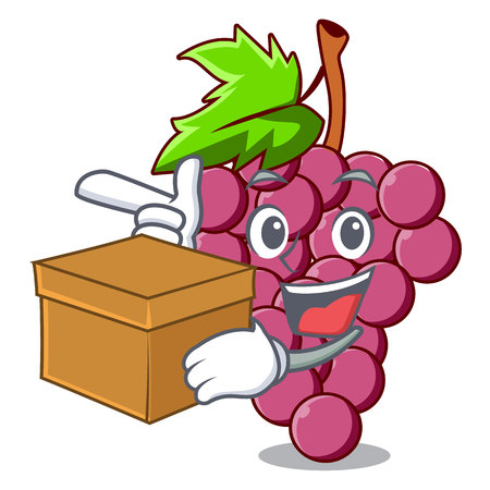 With box red grapes fruit isolated in character vector illustrationのイラスト素材